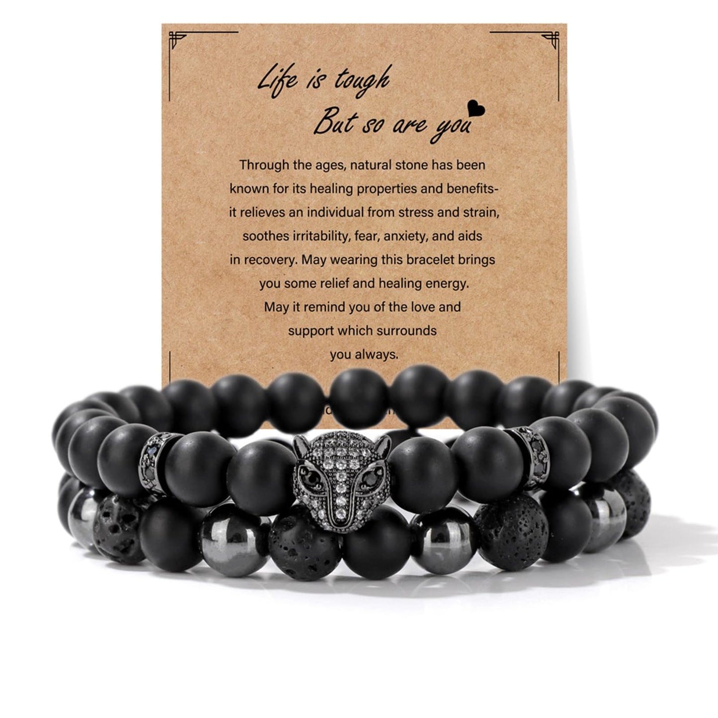 Men’s Black Stone Leopard Bracelet