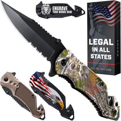 GOOD WORKER Legal Pocket Knife Hunting Camo - 2.95” Folding Sharp Blade - Camo Military Style - Small Tactical Knives for Hunting Work Survival Outdoor Activities - Birthday Gifts for Men 6680 C
