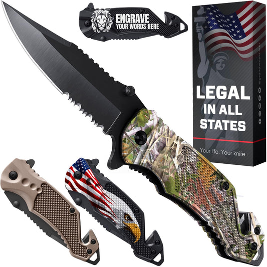 GOOD WORKER Legal Pocket Knife Hunting Camo - 2.95” Folding Sharp Blade - Camo Military Style - Small Tactical Knives for Hunting Work Survival Outdoor Activities - Birthday Gifts for Men 6680 C